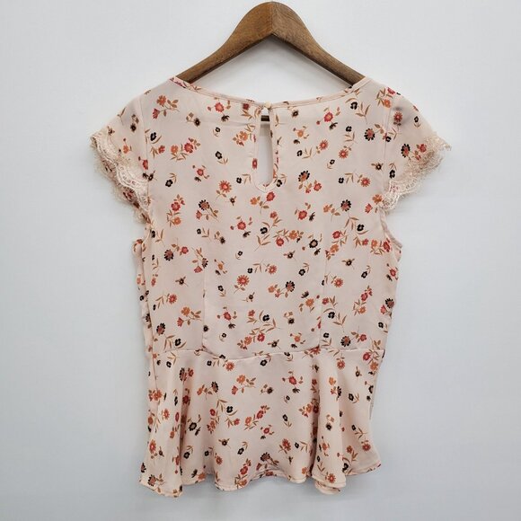 Lauren Conrad Floral Lace Ruffle Blouse Peplum Style Romantic Cottagecore Medium - Picture 3 of 13